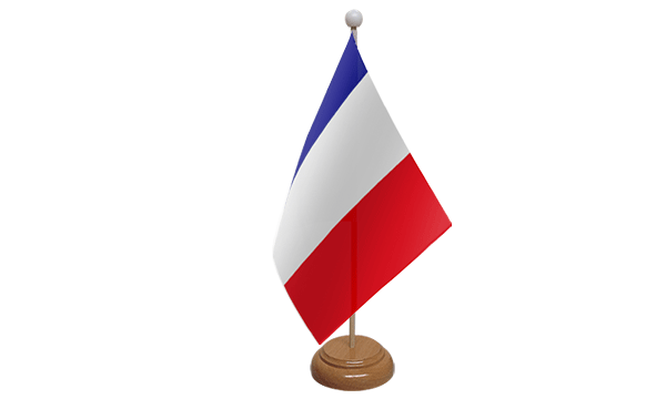 France Small Flag with Wooden Stand